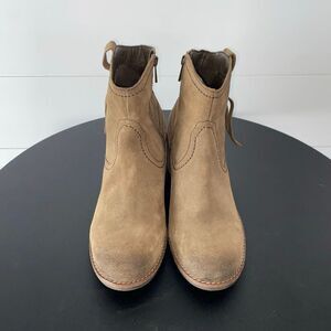 New Women 11 Earth IreneRound Toe Block Heel AnkleBoots Brown GenuineLeather